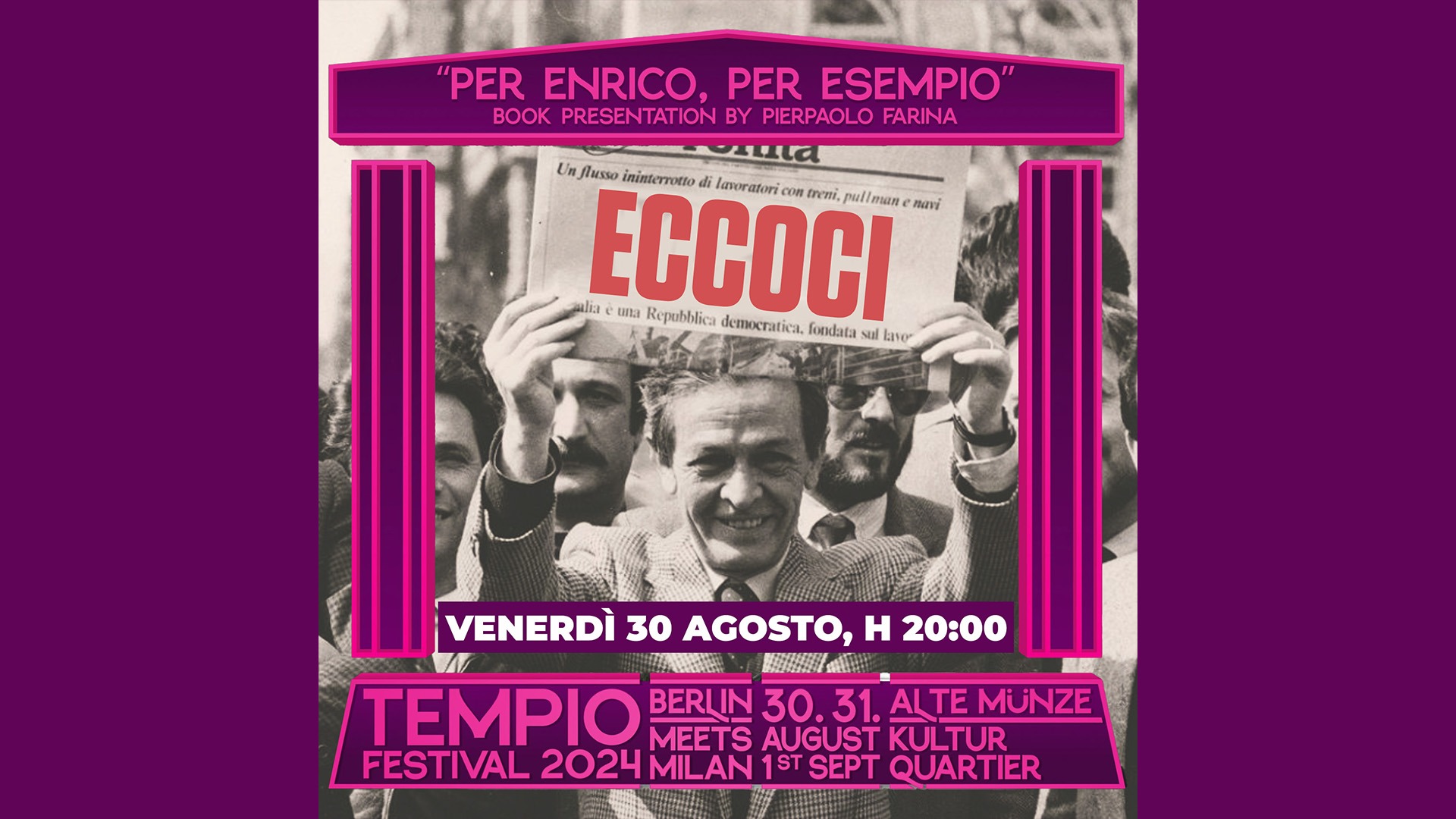 berlino presentazione libro "per enrico, per esempio" tempio festival 2024